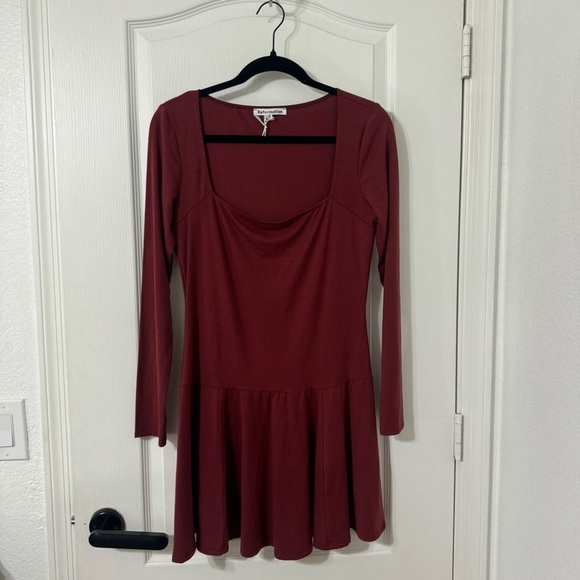 Reformation Coen Jersey Knit Long Sleeve Square Neck Mini Dress Small - Picture 5 of 9